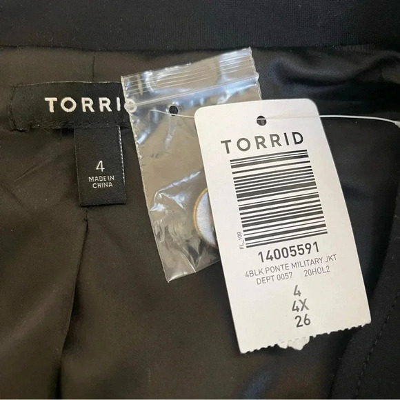 NEW Torrid Black Ponte Military Jacket Size 4 - Picture 4 of 7
